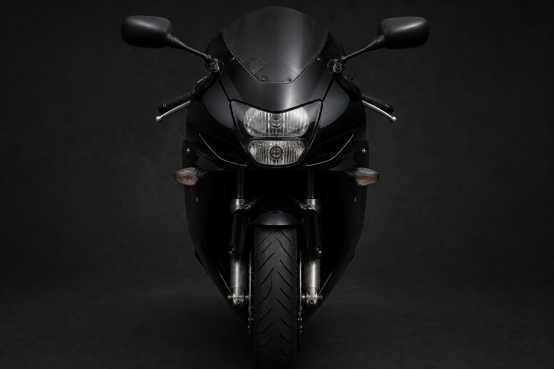 Head-on view of a wrapped sport bike