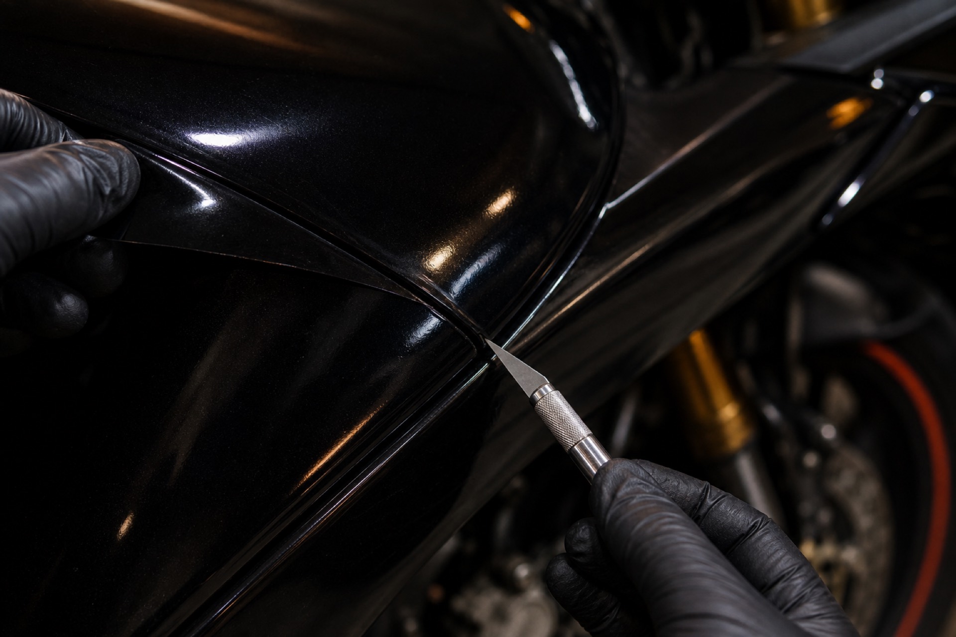 Panel seams and shut lines with film worked into the edges